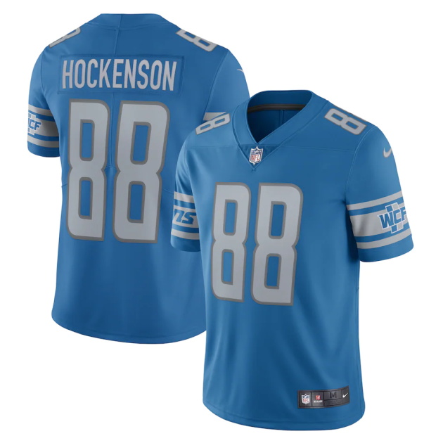 mens nike tj hockenson blue detroit lions vapor limited jersey